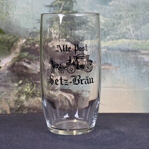 Vintage German Beer Glass Alte Post Setz-Bräu Brewery Horse Coach Pubware